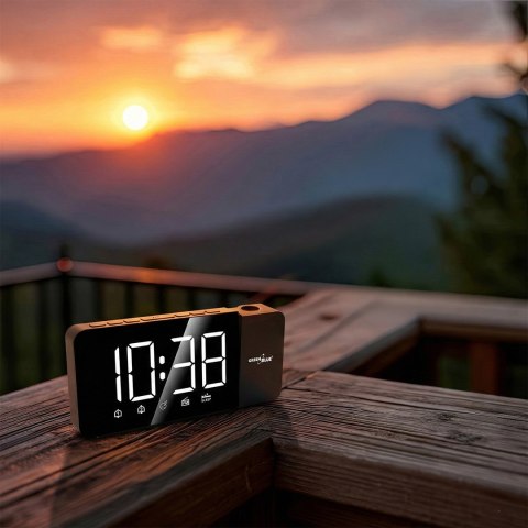 GREENBLUE RADIOBUDZIK CYFROWY LED Z PROJEKTOREM GREENBLUE,RADIO FM, ALARM, ZEGAR 12/24, ZASILANIE USB 5V DC + CR2032 GB172