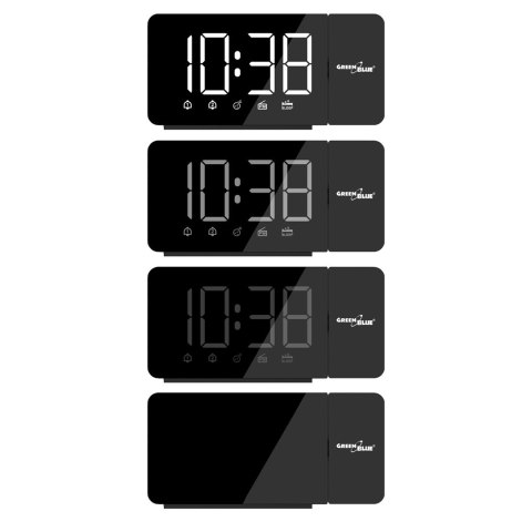 GREENBLUE RADIOBUDZIK CYFROWY LED Z PROJEKTOREM GREENBLUE,RADIO FM, ALARM, ZEGAR 12/24, ZASILANIE USB 5V DC + CR2032 GB172