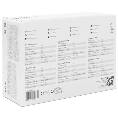 SAVIO RADIO PRZENOŚNE BIAŁE RS-02