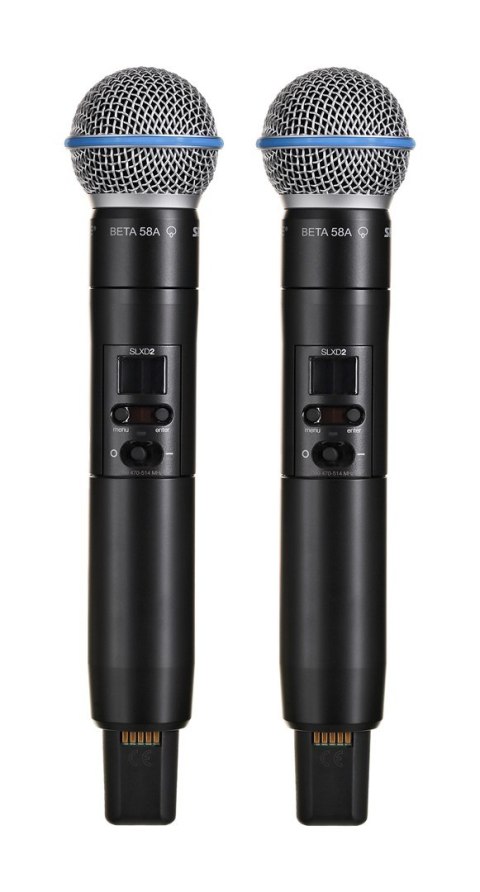 Shure SLXD24DE/B58-G59 - Podwójny cyfrowy system bezprzewodowy z dwoma nadajnikiami/mikrofonami "do ręki"