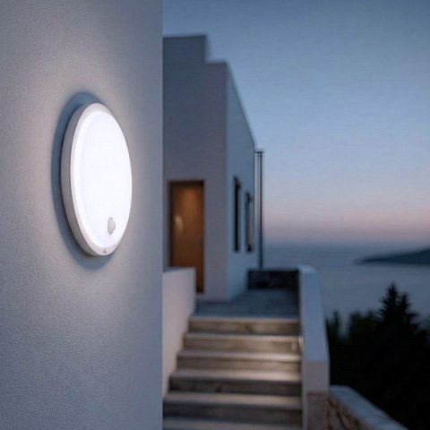 MACLEAN LAMPA LED Z CZUJNIKIEM RUCHU, CZUJNIK PIR, KOLOR BIAŁY, 10W, IP65, 1000LM, BARWA NEUTRALNA MCE525 W