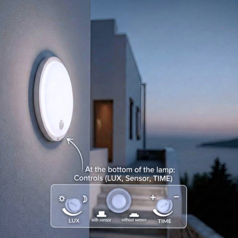 MACLEAN LAMPA LED Z CZUJNIKIEM RUCHU, CZUJNIK PIR, KOLOR BIAŁY, 10W, IP65, 1000LM, BARWA NEUTRALNA MCE525 W