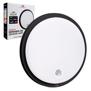 MACLEAN LAMPA LED Z CZUJNIKIEM RUCHU, CZUJNIK PIR, KOLOR CZARNY, 10W, IP65, 1000LM, BARWA NEUTRALNA MCE525 B