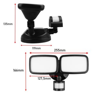 MACLEAN ŚCIENNA LAMPA LED, Z CZUJNIKIEM PIR, 20W, 1500LM, IP65, NEUTRAL WHITE 4000K, CZARNA MCE524 B