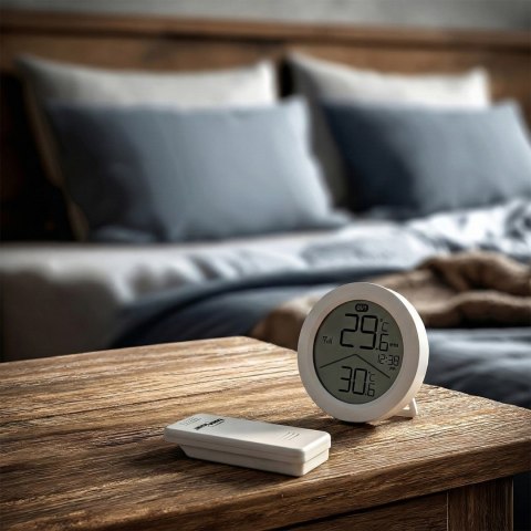 GREENBLUE BEZPRZEWODOWA STACJA POGODY, TEMPERATURA IN/OUT, ZEGAR, DO WYBORU °C / °F, ZASIĘG DO 60M GB162