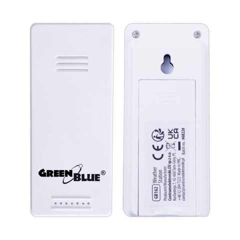 GREENBLUE BEZPRZEWODOWA STACJA POGODY, TEMPERATURA + WILGOTNOŚĆ IN/OUT, ZEGAR + ALARM + DATA, DO WYBORU °C / °F, ZASIĘG DO 60