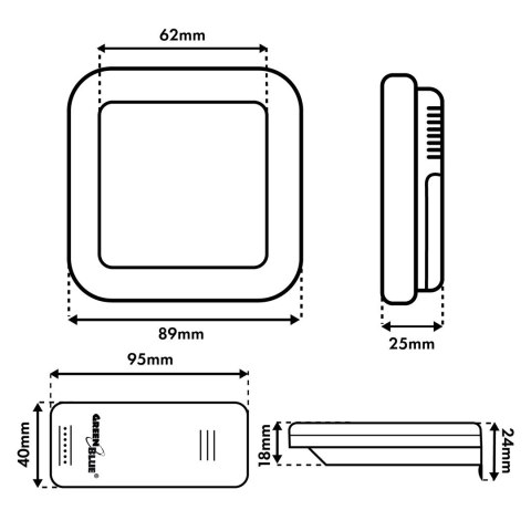 GREENBLUE BEZPRZEWODOWA STACJA POGODY, TEMPERATURA + WILGOTNOŚĆ IN/OUT, ZEGAR + ALARM + DATA, DO WYBORU °C / °F, ZASIĘG DO 60