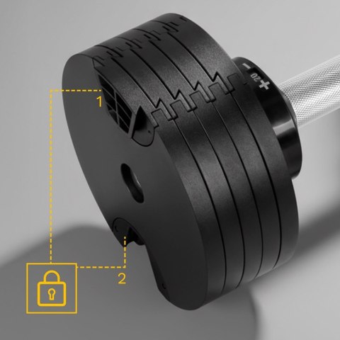 REBEL ACTIVE HANTEL ŻELIWNY REGULOWANY AUTOMAT 36KG, SKOK CO 2KG RBA-2332-36