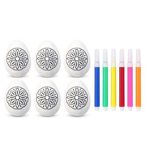 Jajka Wielkanocne Styropianowe Do Malowania Pisaki Wzór Kwiat A 6szt