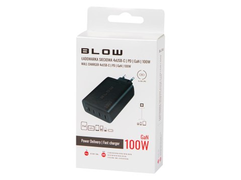 BLOW ŁADOWARKA SIECIOWA GNIAZDO USB-CX4 PD 100W GAN CZARNA