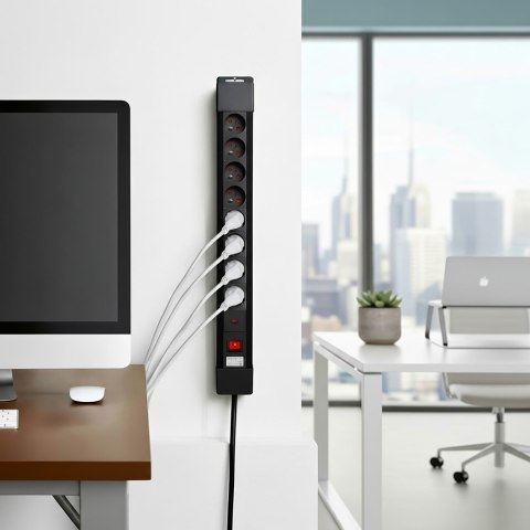 MACLEAN LISTWA ZASILAJĄCA 8 GNIAZD Z 1 WYŁĄCZNIKIEM MCE11