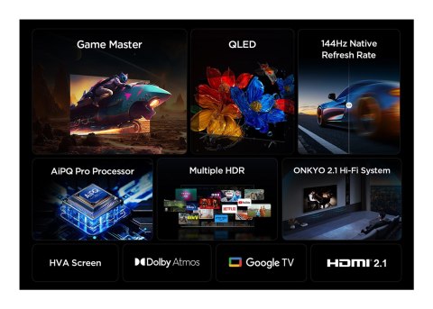 Telewizor TCL 55P8K QLED 55" 4K Ultra HD 240Hz Google TV Dolby Atmos Metaliczny