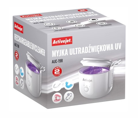 Activejet Myjka ultradźwiękowa UV akumulatorowa USB AUC-198 biała