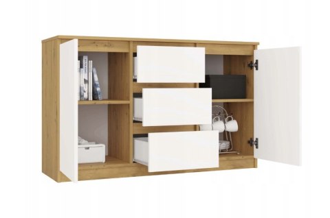 KOMODA 2 DRZWI 3 SZUFLADY ARTISAN/BIEL KOMPLET