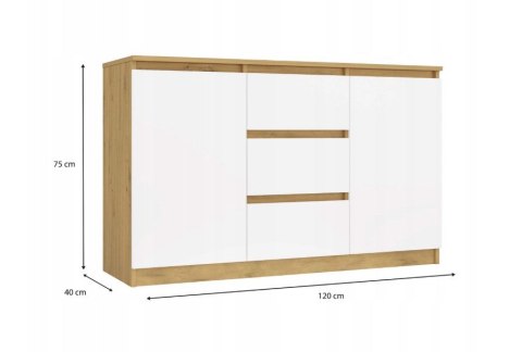 KOMODA 2 DRZWI 3 SZUFLADY ARTISAN/BIEL KOMPLET