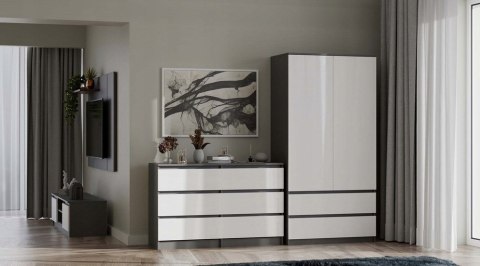 M6 MALWA KOMODA 120CM 6 SZUFLAD ANT/BIEL KOMPLET