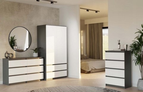 M6 MALWA KOMODA 120CM 6 SZUFLAD ANT/BIEL KOMPLET