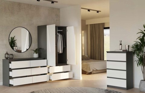 M6 MALWA KOMODA 120CM 6 SZUFLAD ANT/BIEL KOMPLET