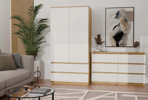 M6 MALWA KOMODA 120CM 6 SZUFLAD ART/BIEL KOMPLET