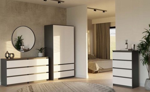 M6 MALWA KOMODA 140 CM 6 SZUFLAD ANT/BIEL KOMPLET