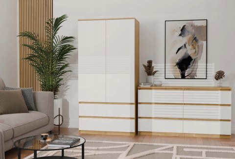 M6 MALWA KOMODA 140 CM 6 SZUFLAD ART/BIEL KOMPLET