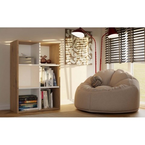 REGAŁ MALAX MINI 2X3 DĄB ARTISAN/BIEL