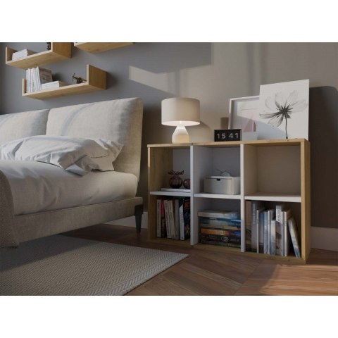 REGAŁ MALAX MINI 2X3 DĄB ARTISAN/BIEL