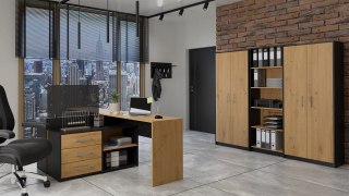 REGAŁ ZAMKNIĘTY OLIV 2D ANTRACYT/ARTISAN KOMPLET