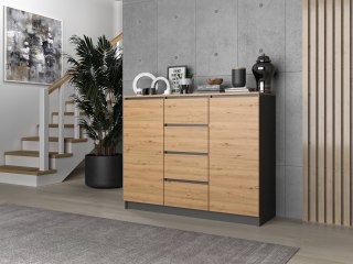 KOMODA 2 DRZWI 4 SZUFLADY ANTRACYT/ARTISAN BA KPL