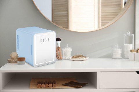 Mini lodówka z lusterkiem do makijażu LED ELLE 4L niebieska