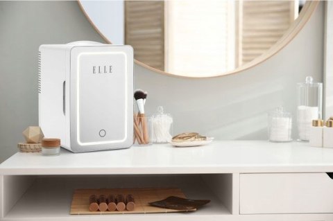 Mini lodówka z lusterkiem do makijażu LED ELLE 6L biała