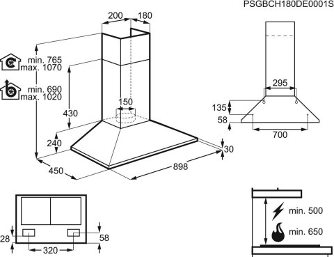 Okap kominowy ELECTROLUX LFC319X stalowy