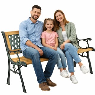 Ławka Ogrodowa Drewniana Metalowa Ławeczka Parkowa Ogrodowa z oparciem