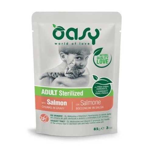 Oasy Chunks in gravy Adult Sterilized Salmon 85gr