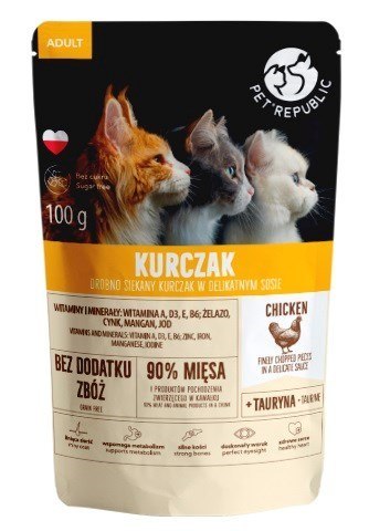 PET REPUBLIC Adult Kurczak drobno siekany - mokra karma dla kota - 100 g