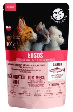 PET REPUBLIC Adult Łosoś drobno siekany - mokra karma dla kota - 100 g