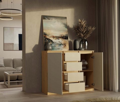 KOMODA 2 DRZWI 4 SZUFLADY ARTISAN/KASZMIR KOMPLET