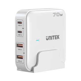 UNITEK ŁADOWARKA BIURKOWA GAN 70W 2XUSB-A 2XUSB-C BIAŁA
