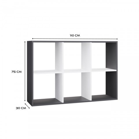 REGAŁ MALAX 2X3 ANTRACYT/BIEL