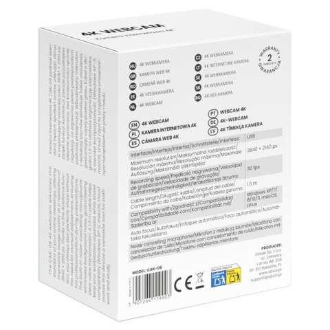 SAVIO KAMERA INTERNETOWA 4K CAK-06