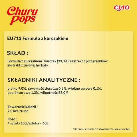 INABA Churu Pops Kurczak - przysmak dla kota - 4x15 g