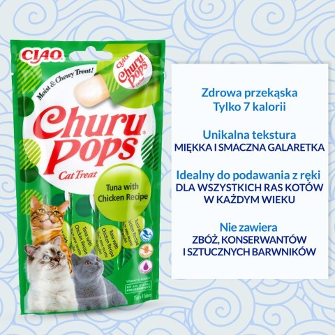 INABA Churu Pops Tuńczyk z kurczakiem - przysmak dla kota - 4x15 g