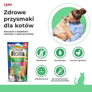 INABA Churu Rolls Tuńczyk z kurczakiem - przysmak dla kota - 4x10 g