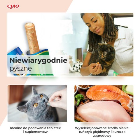 INABA Churu Rolls Tuńczyk z kurczakiem - przysmak dla kota - 4x10 g