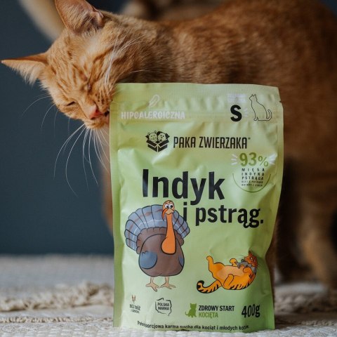 Paka Zwierzaka Indyk z pstrągiem kocięta "S" 400g