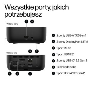 Stacja dokująca + zasilacz HP USB-C Dock G6 100W czarna 9X3V1UT#ABB