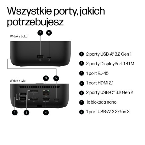 Stacja dokująca + zasilacz HP USB-C Dock G6 100W czarna 9X3V1UT#ABB