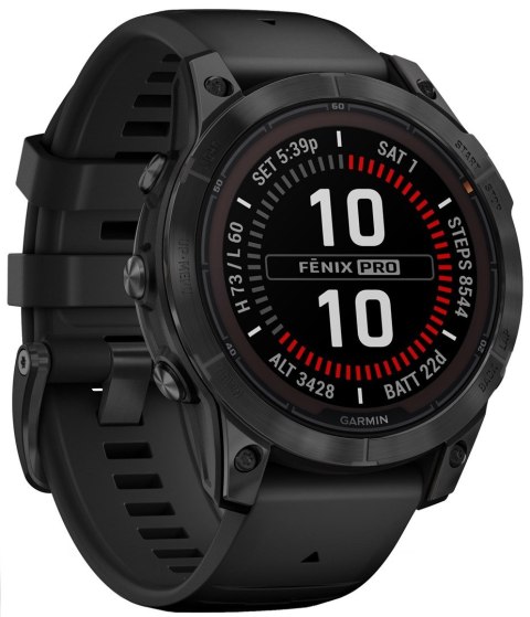 Zegarek sportowy Garmin Fenix 7 Pro Sapphire Solar Carbon Gray DLC Titanium 47mm Węglowoszary