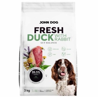 John Dog ADULT FRESH DUCK WITH RABBIT Karma sucha dla psa 3kg