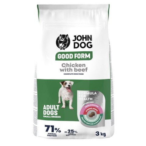 John Dog GOOD FORM MAŁE RASY kurczak z wołowiną Karma sucha dla psa 3kg